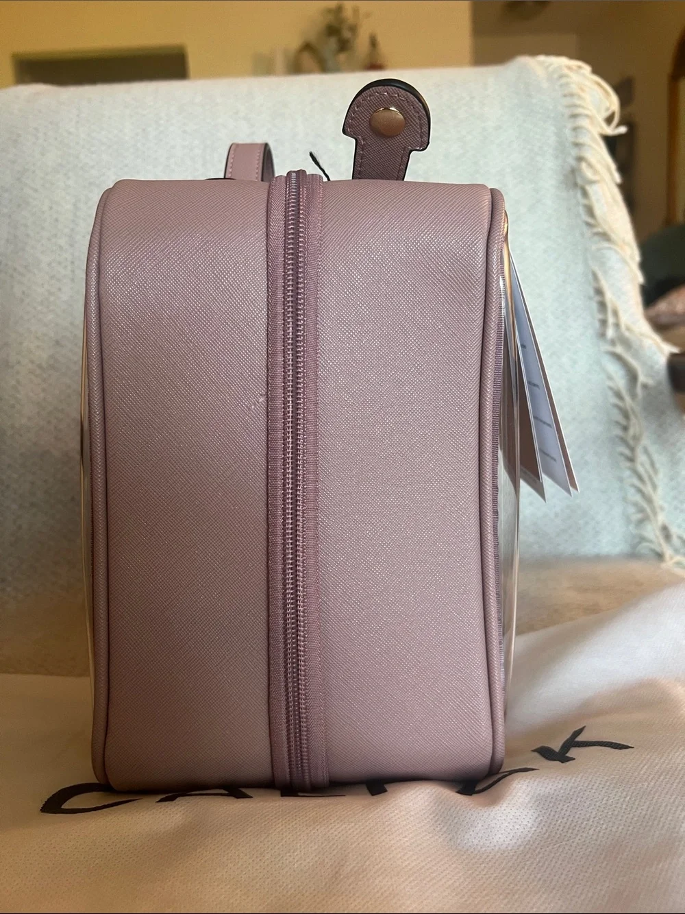 Calpak Large Clear Cosmetic Case in Mauve